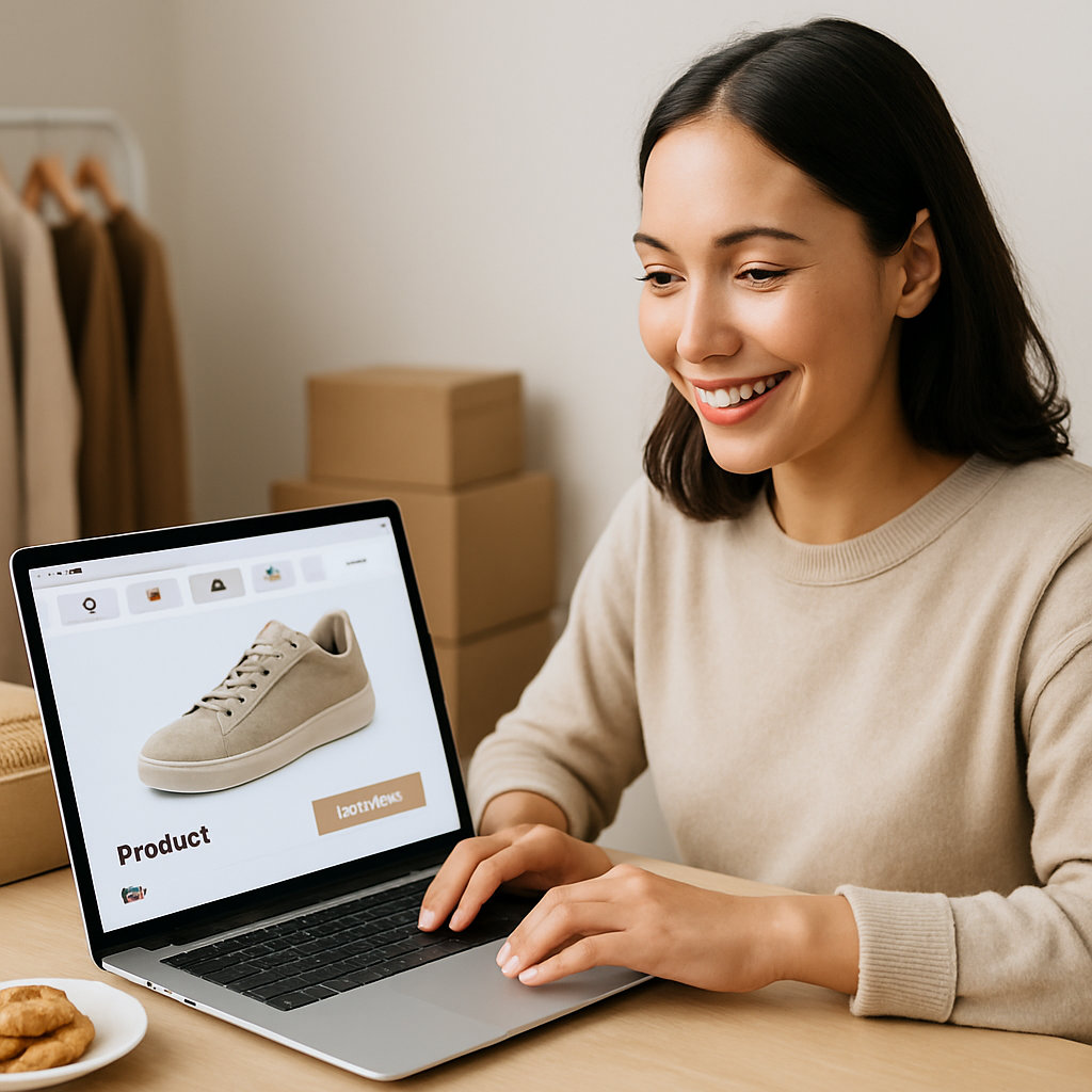 E-commerce store interface showing product catalog, shopping cart, and payment options