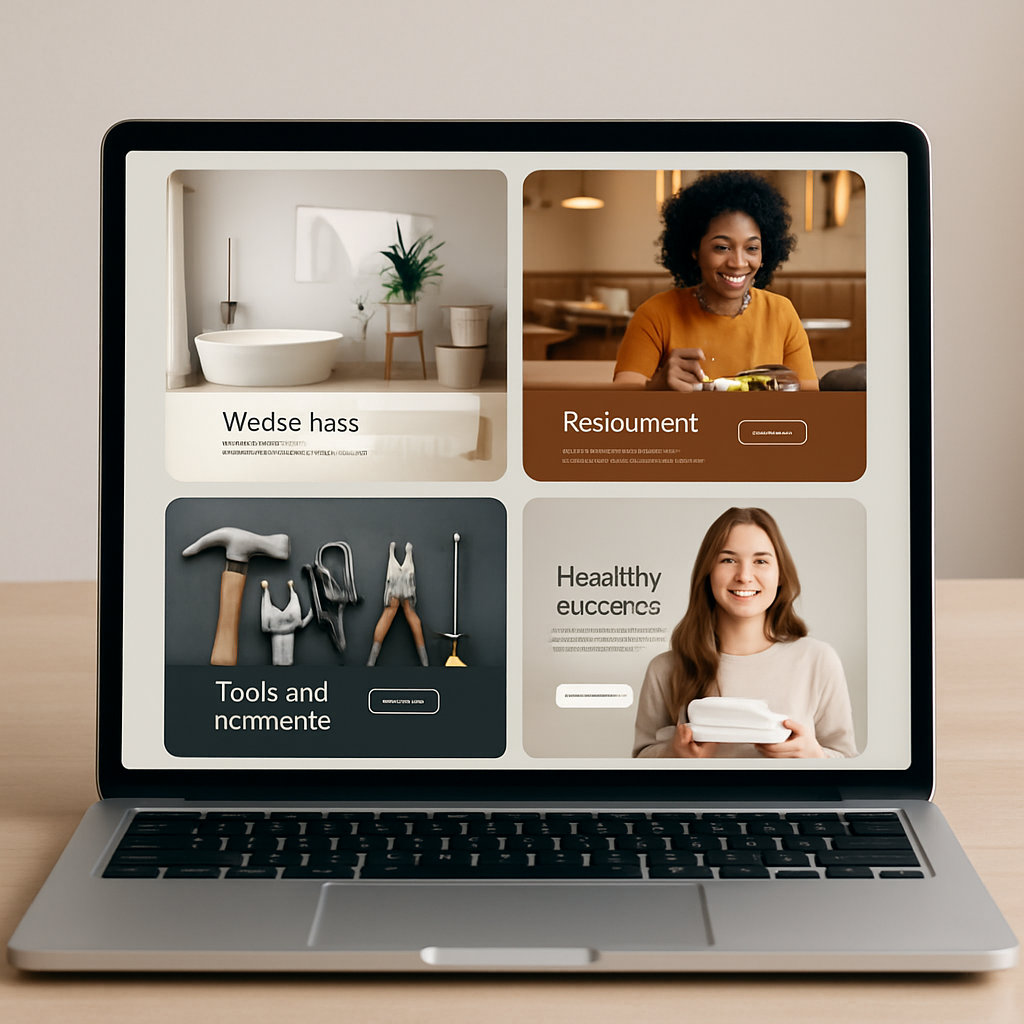 Diverse business websites created with Wegic - e-commerce store, service business portfolio, creative portfolio, startup landing page, local business site, and professional services website